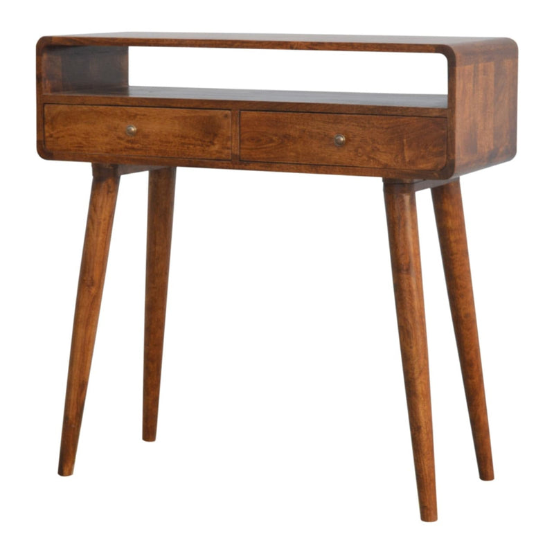 Curved Chestnut Console Table-TrendGoat