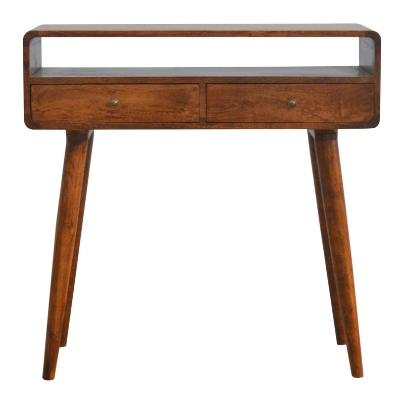 Curved Chestnut Console Table-TrendGoat