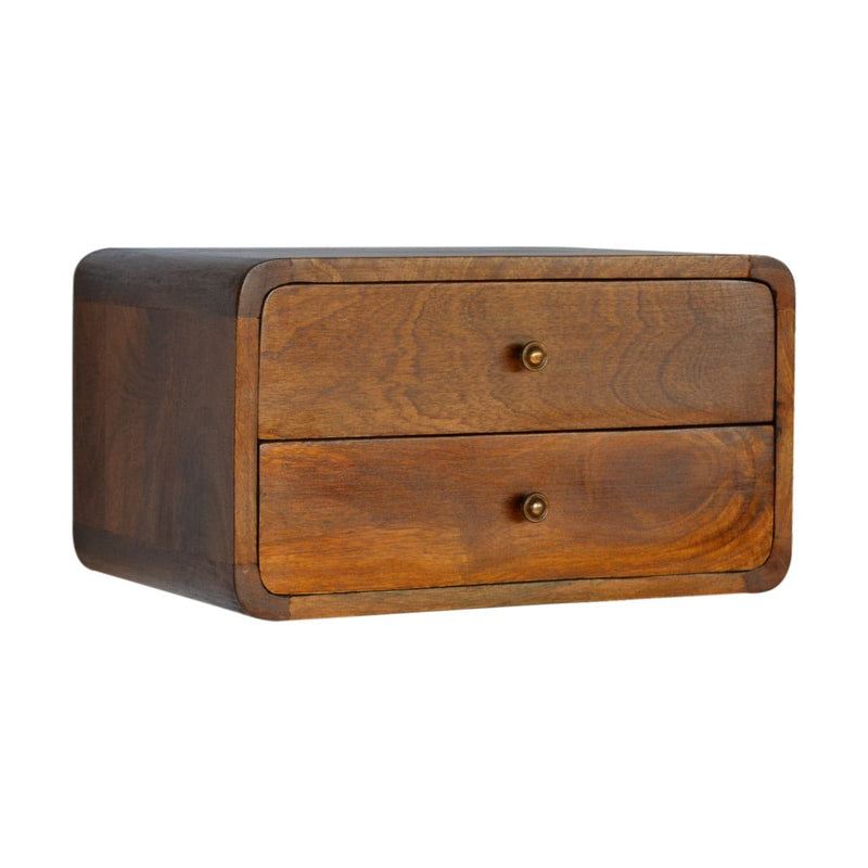 Curved Chestnut Wall Mounted Bedside with Open Slot-TrendGoat