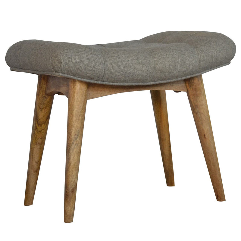 Curved Grey Tweed Bench-TrendGoat