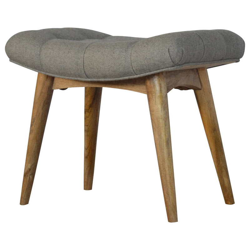 Curved Grey Tweed Bench-TrendGoat