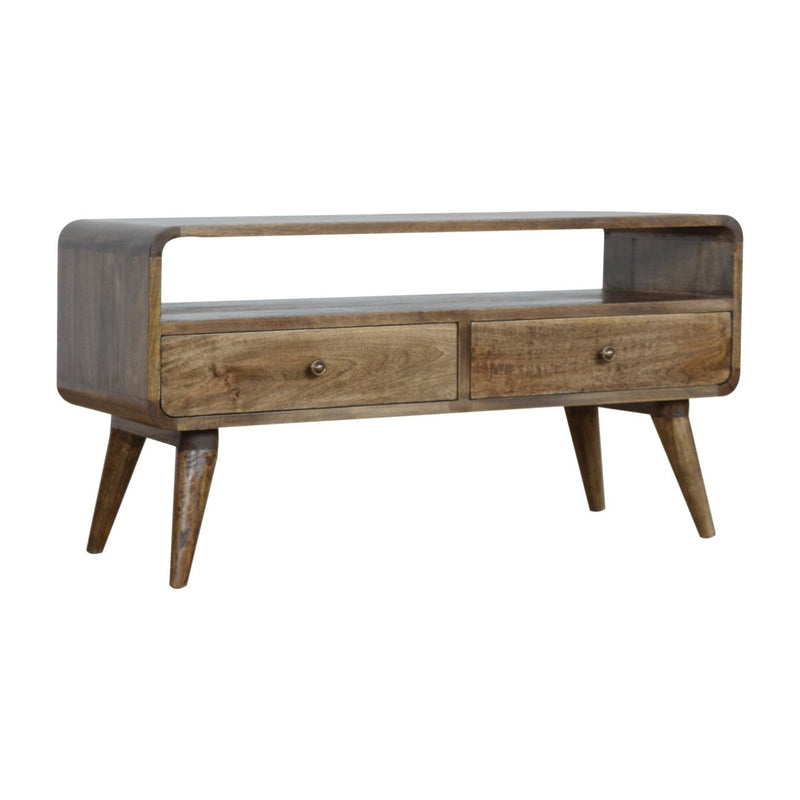 Curved Grey Washed Media Unit-TrendGoat