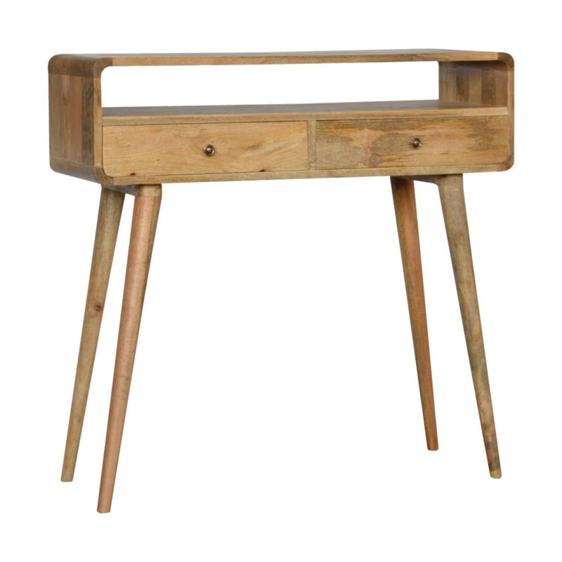 Curved Oak-ish Console Table-TrendGoat