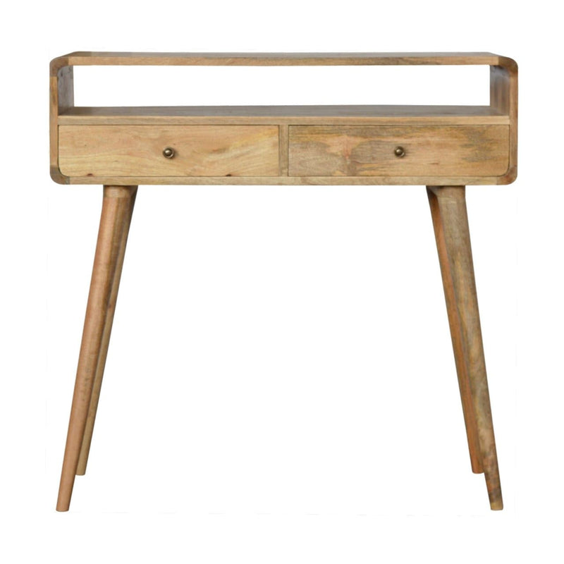 Curved Oak-ish Console Table-TrendGoat