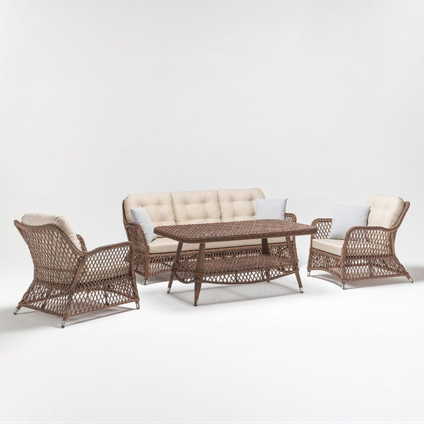 Daffodil traditional rattan style 5-Seat Garden Lounging Table & Armchair Set-TrendGoat