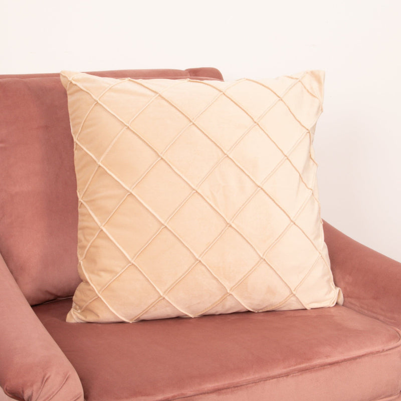 Diamond Beige Velvet Cushion Cover-TrendGoat