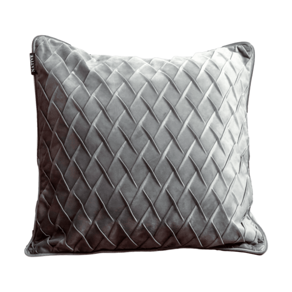 Diamond Pattern Grey Velvet Cushion - Feather Filled-TrendGoat