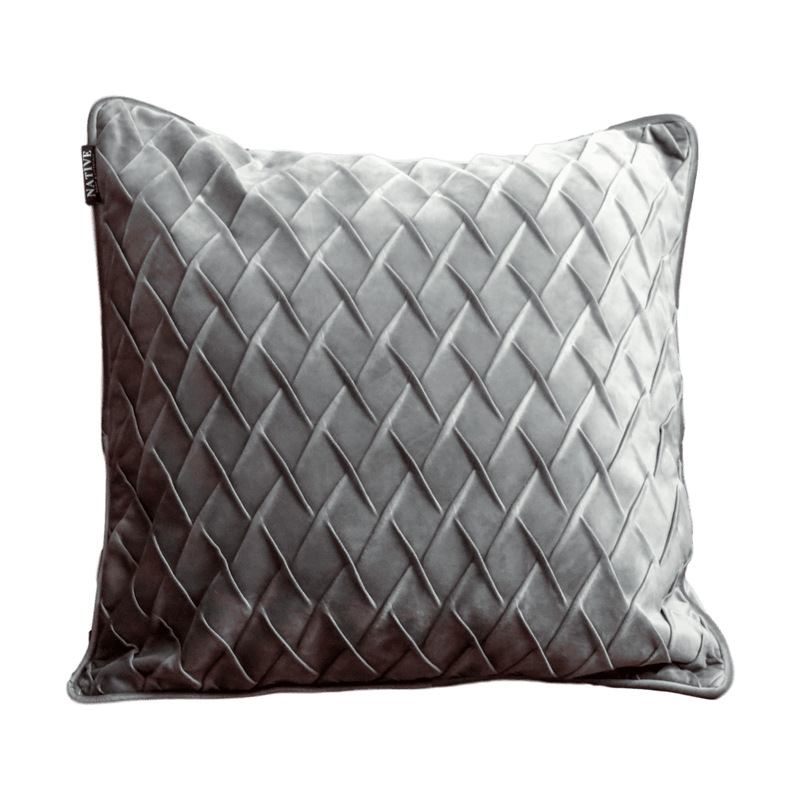 Diamond Pattern Grey Velvet Cushion - Feather Filled-TrendGoat