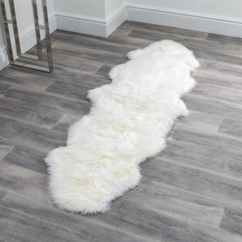 Double Natural White Sheepskin Rug-TrendGoat