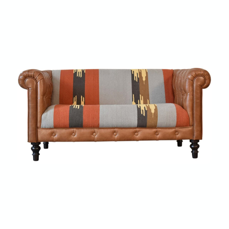 Durrie & Leather Mixed Sofa-TrendGoat