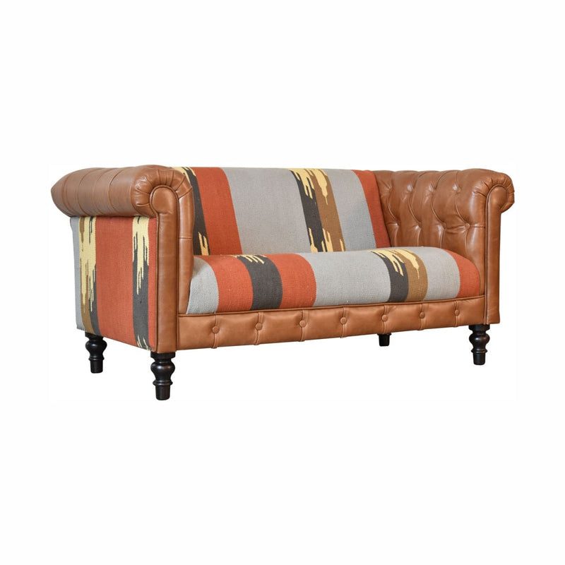 Durrie & Leather Mixed Sofa-TrendGoat