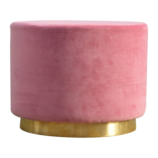 Dusty Pink Velvet Footstool with Gold Base-TrendGoat