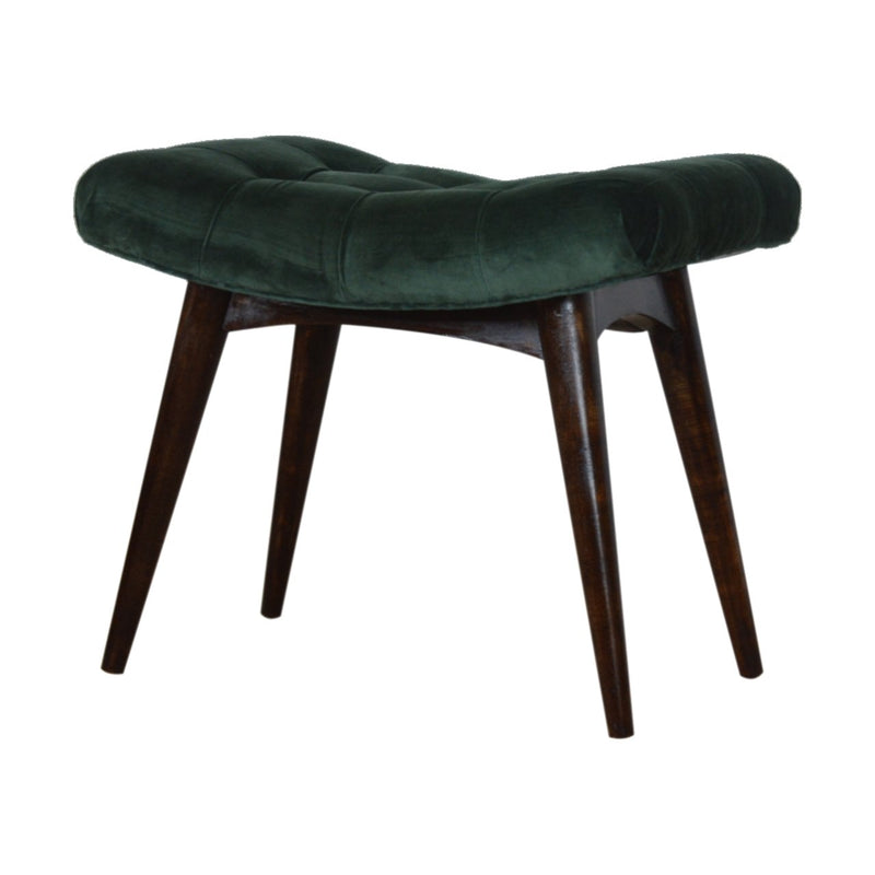 Emerald Cotton Velvet Curved Bench-TrendGoat