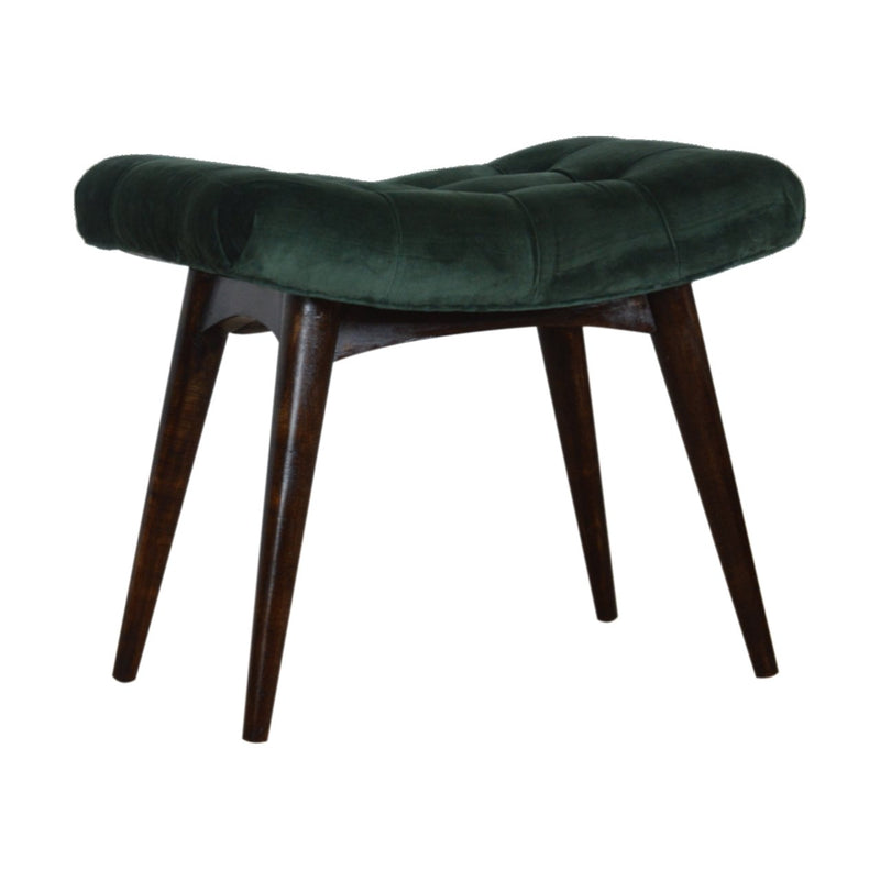 Emerald Cotton Velvet Curved Bench-TrendGoat