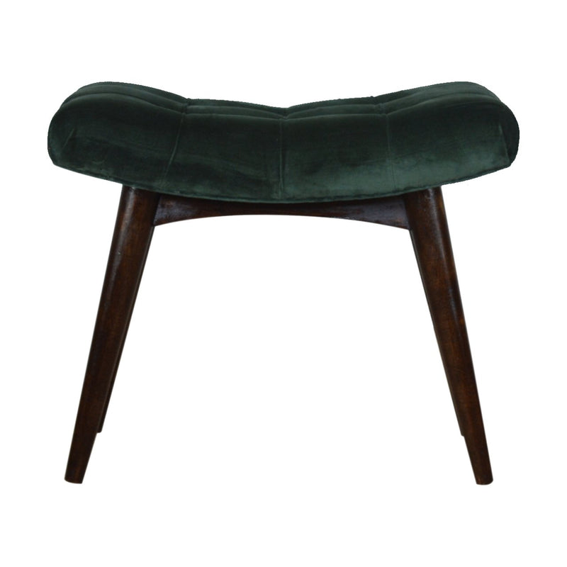 Emerald Cotton Velvet Curved Bench-TrendGoat