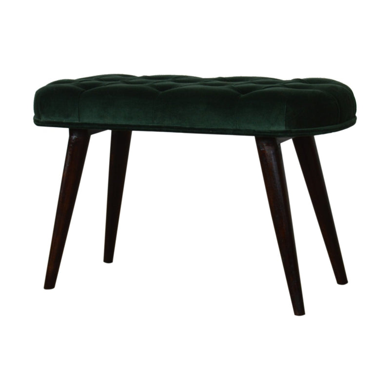 Emerald Cotton Velvet Deep Button Bench-TrendGoat