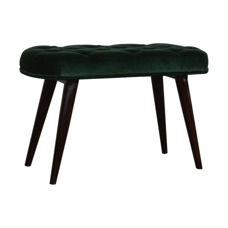 Emerald Cotton Velvet Deep Button Bench-TrendGoat