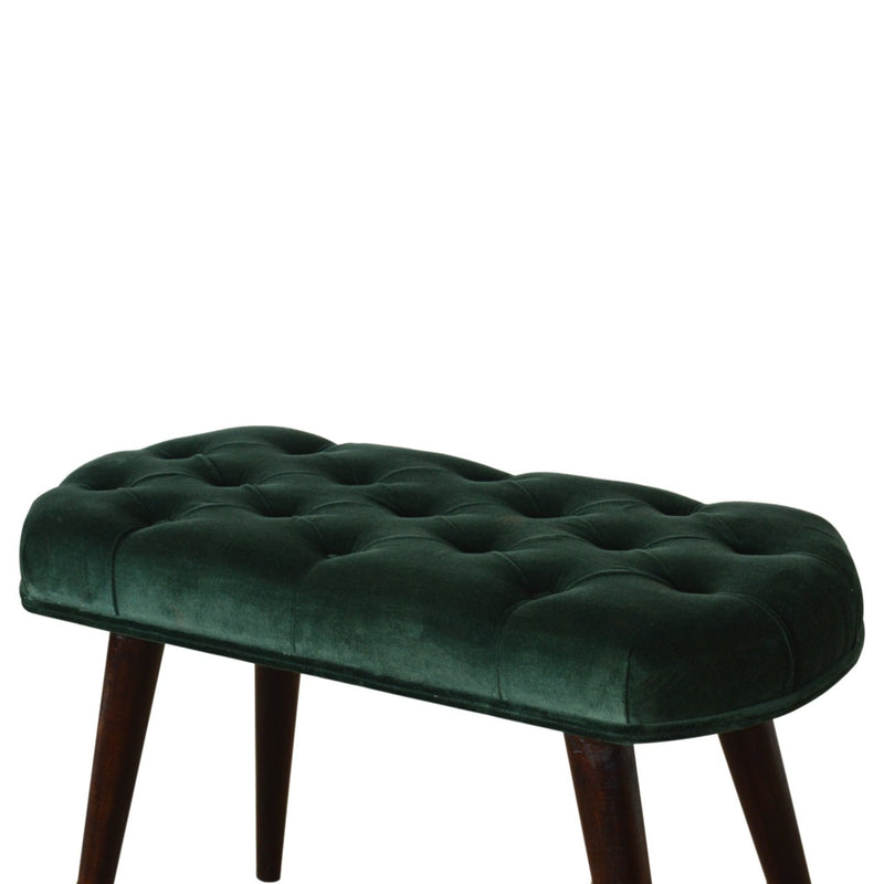 Emerald Cotton Velvet Deep Button Bench-TrendGoat