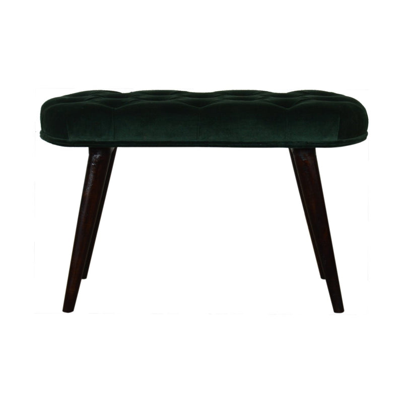 Emerald Cotton Velvet Deep Button Bench-TrendGoat