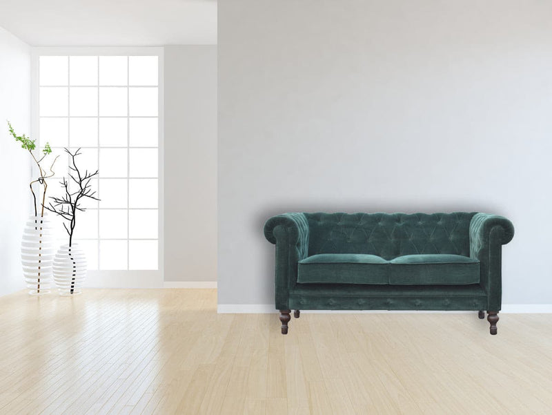 Emerald Green Velvet Chesterfield Sofa-TrendGoat