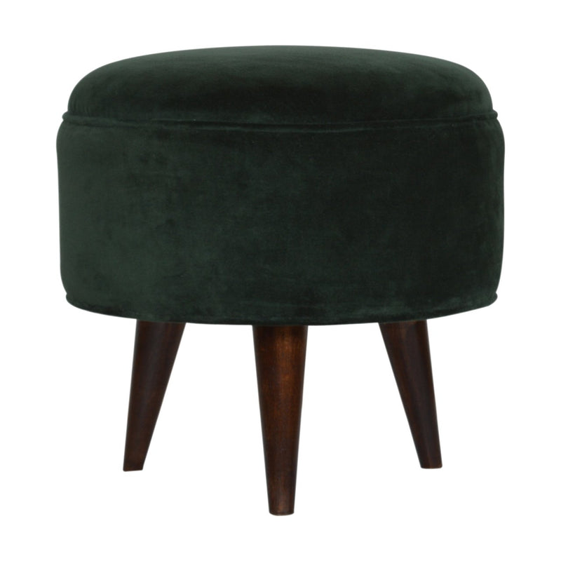 Emerald Green Velvet Nordic Style Footstool-TrendGoat