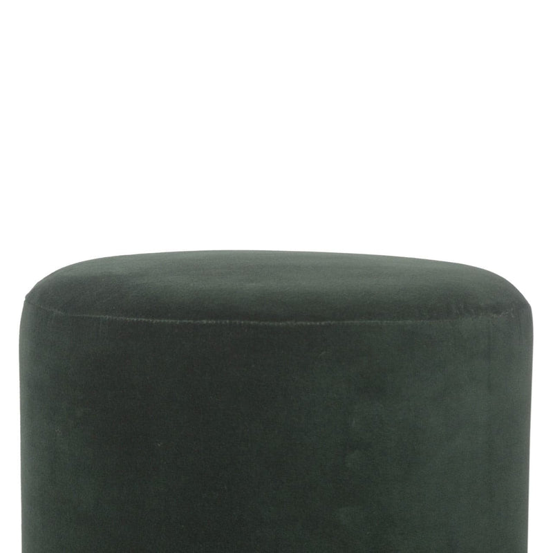 Emerald Velvet Footstool with Wooden Base-TrendGoat