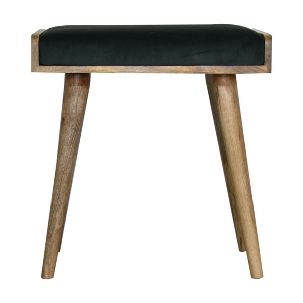 Emerald Velvet Tray Style Footstool-TrendGoat