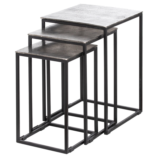 Farrah Collection Silver Nest Of Three Tables-TrendGoat