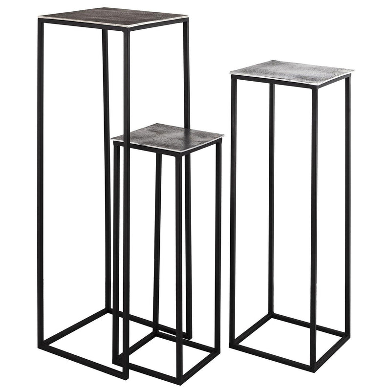 Farrah Collection Silver set of Three large Display Tables-TrendGoat