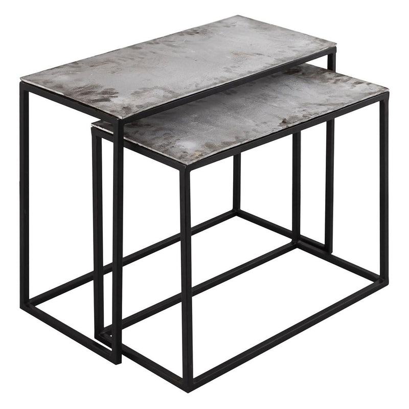 Farrah Collection Silver Set of Two Side Tables-TrendGoat