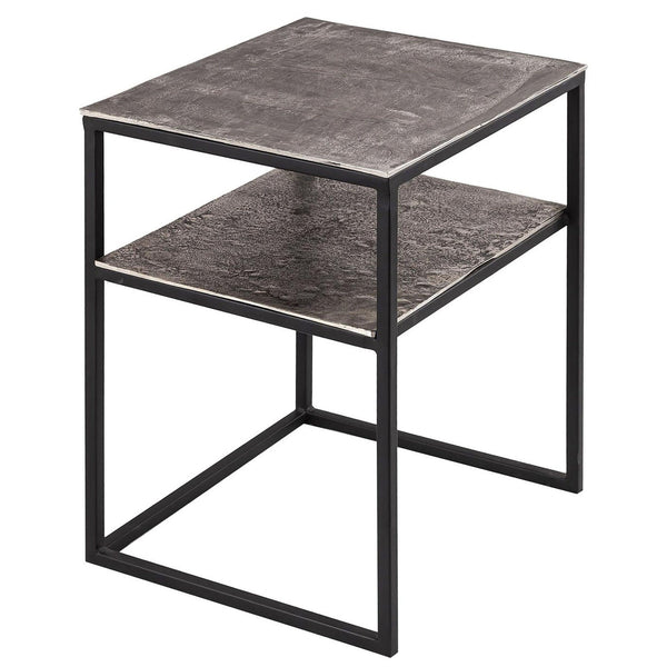 Farrah Collection Silver Side Table with Shelf-TrendGoat