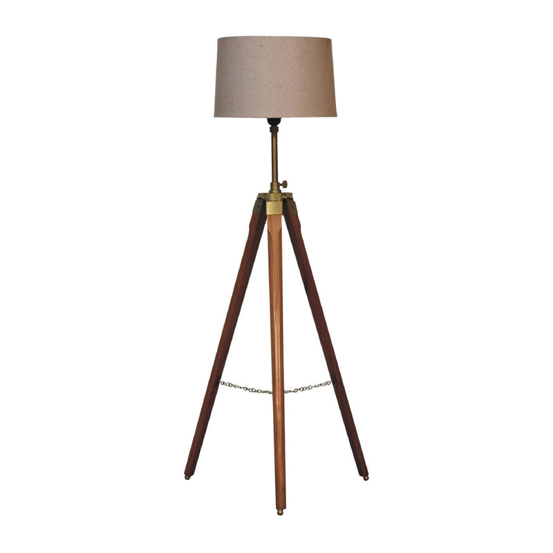 Fixed Brass Plated Tripod Floor Lamp-TrendGoat