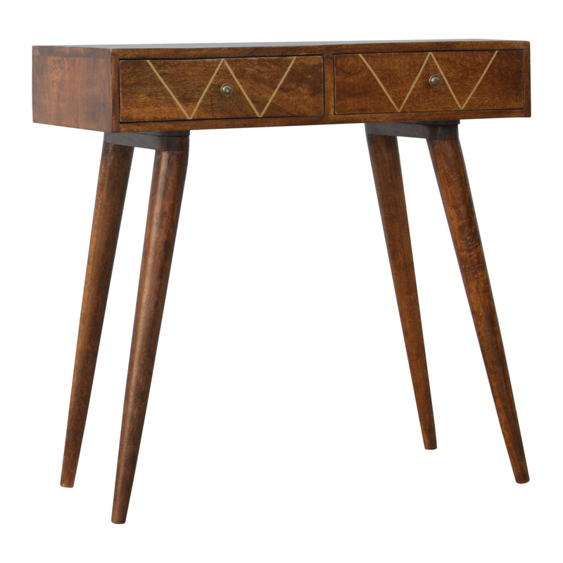 Geometric Brass Inlay Console Table-TrendGoat