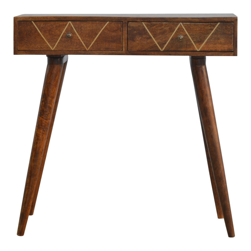 Geometric Brass Inlay Console Table-TrendGoat