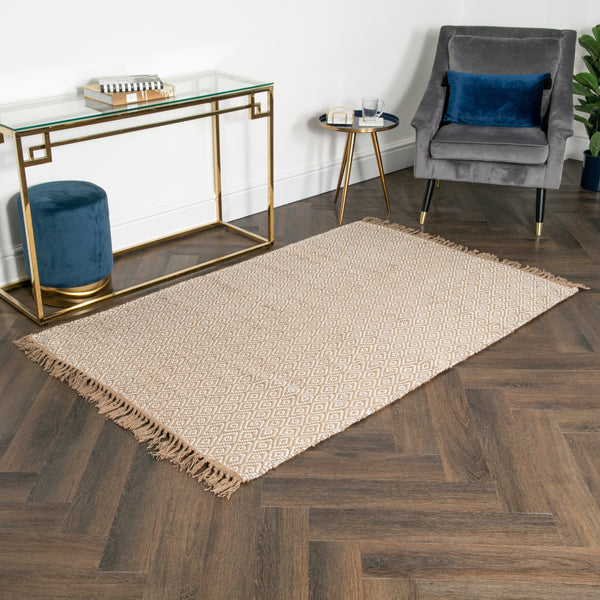 Geometric Jute & Cotton Rug (3 sizes)-TrendGoat