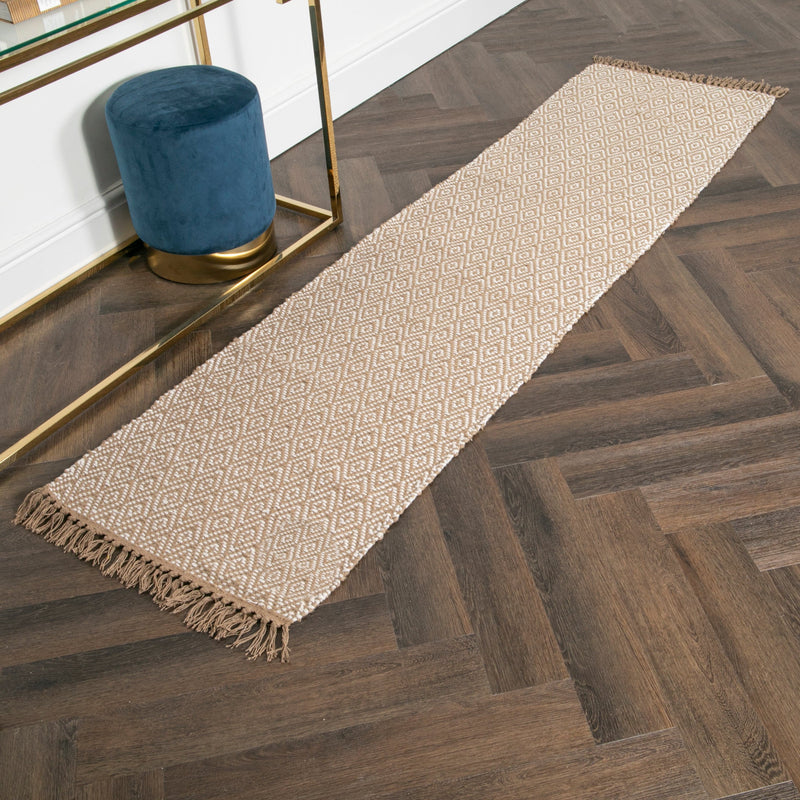 Geometric Jute & Cotton Runner Rug (60 x 230cm)-TrendGoat