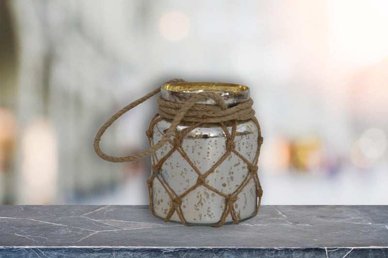 Glass Jar Lantern with Rope-TrendGoat