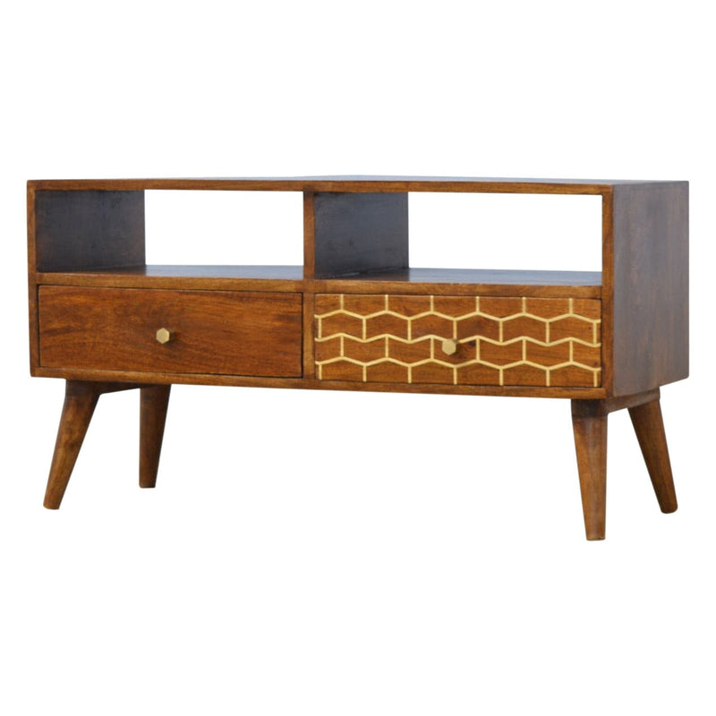 Gold Art Pattern Drawer Media Unit-TrendGoat