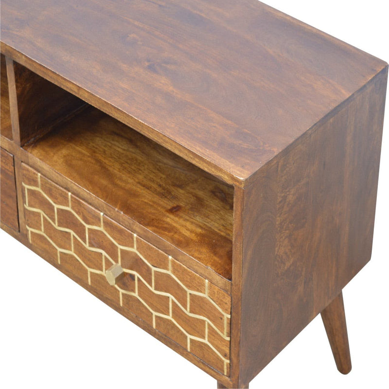 Gold Art Pattern Drawer Media Unit-TrendGoat