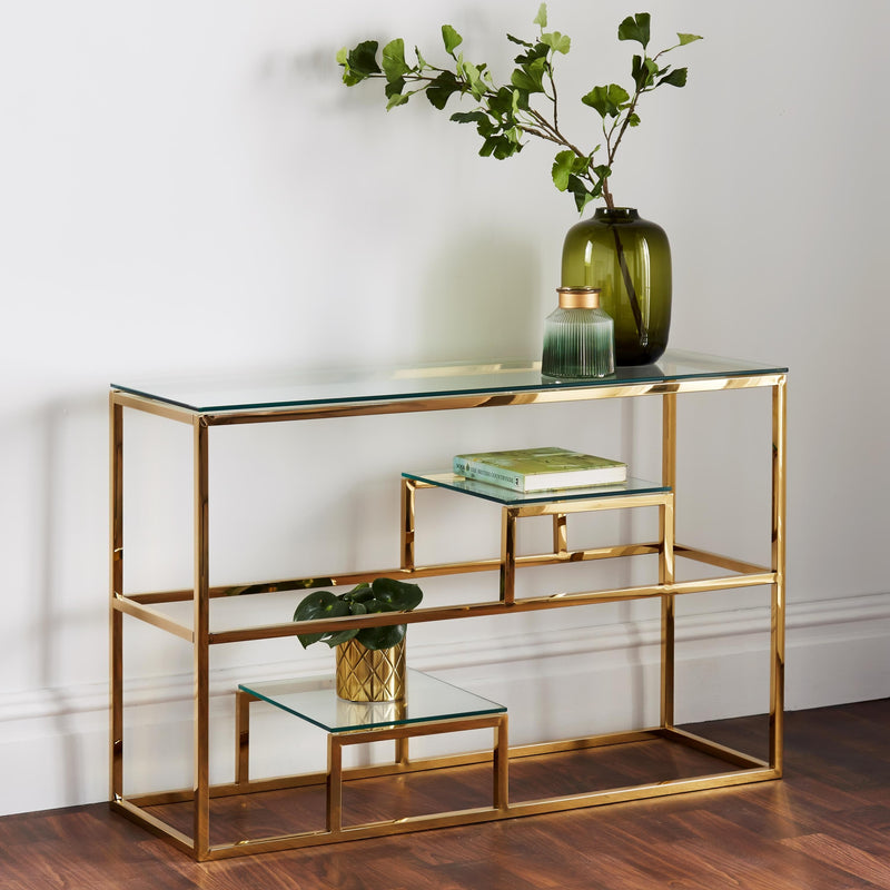 Gold Display Console Table-TrendGoat