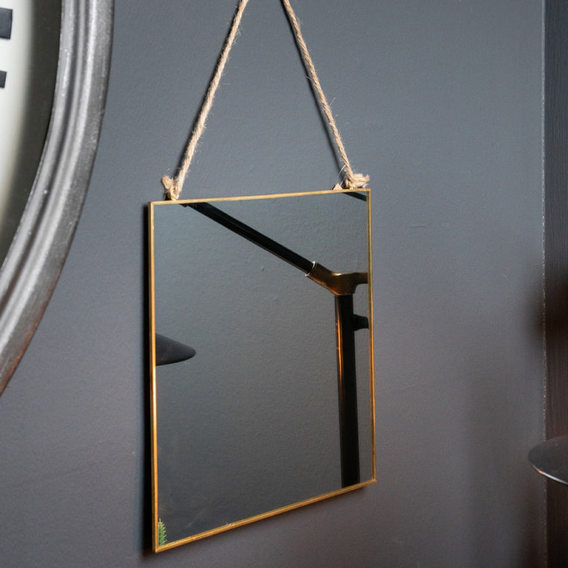 Gold Edged Square Hanging Wall Mirror-TrendGoat