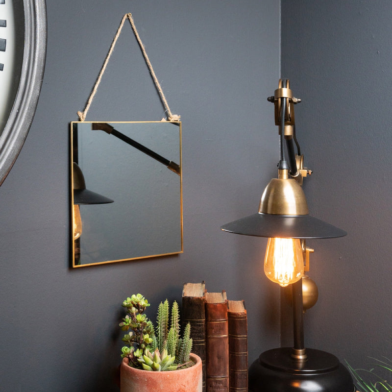 Gold Edged Square Hanging Wall Mirror-TrendGoat