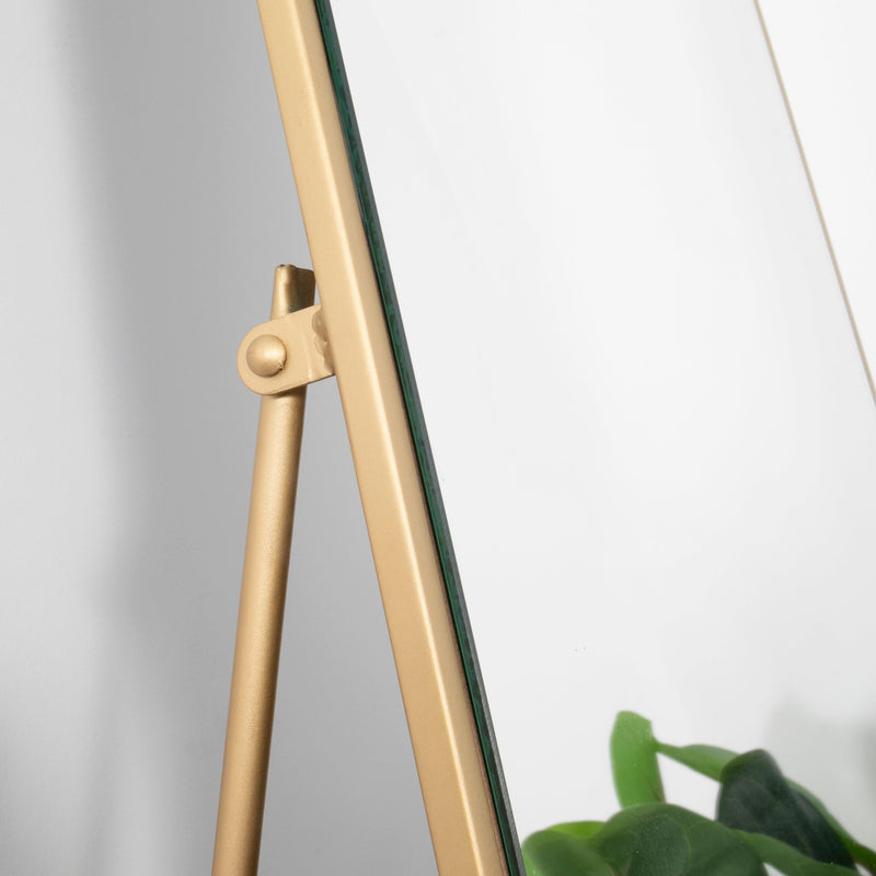 Gold Floor Standing Mirror with Rounded Detail-TrendGoat