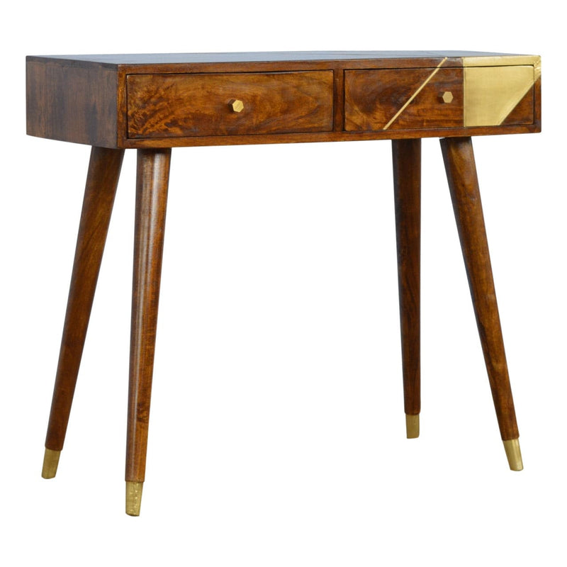 Gold Geometric Chestnut Console Table-TrendGoat