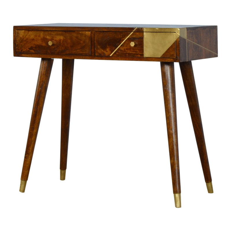 Gold Geometric Chestnut Console Table-TrendGoat