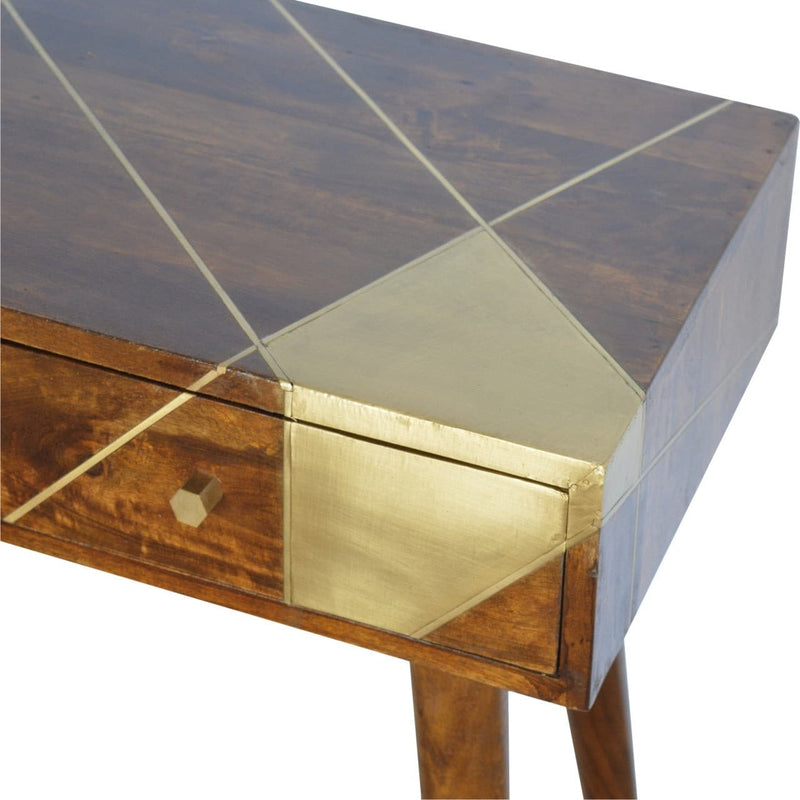 Gold Geometric Chestnut Console Table-TrendGoat