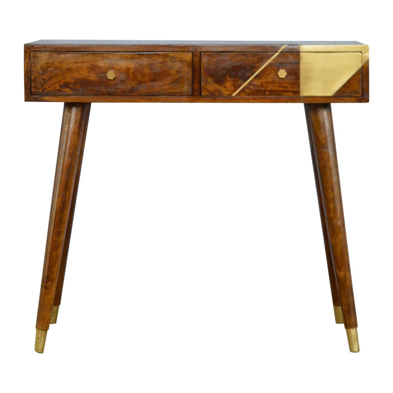 Gold Geometric Chestnut Console Table-TrendGoat