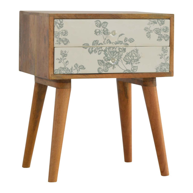 Green Floral Screen Printed Bedside-TrendGoat