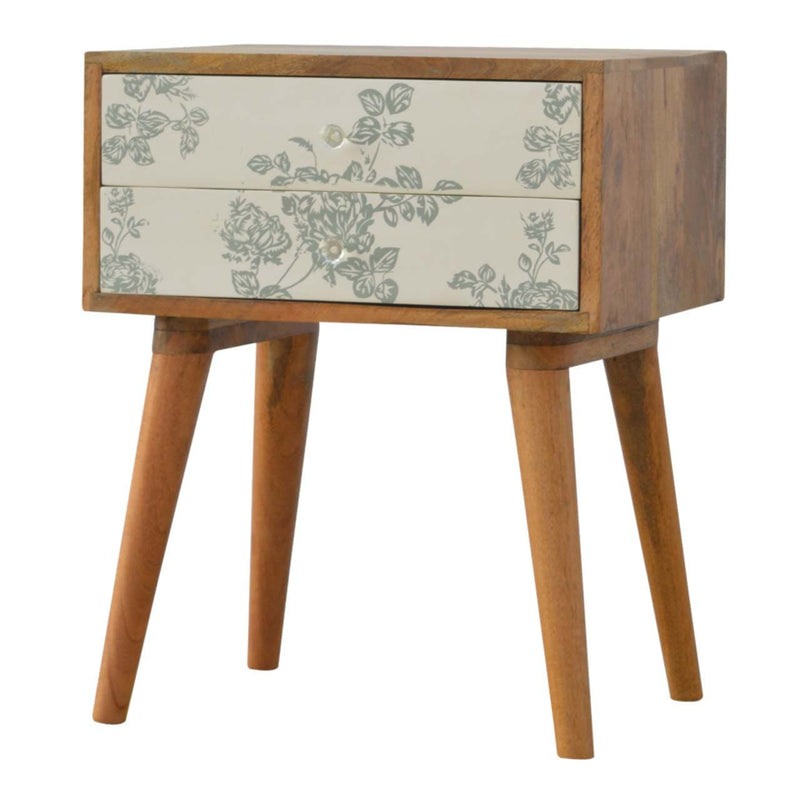 Green Floral Screen Printed Bedside-TrendGoat