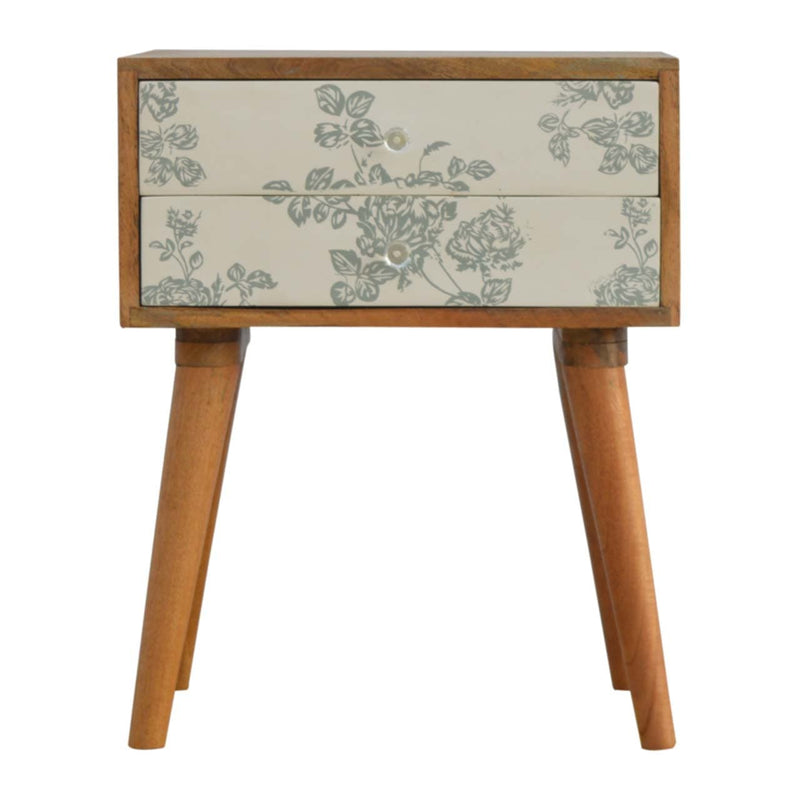 Green Floral Screen Printed Bedside-TrendGoat